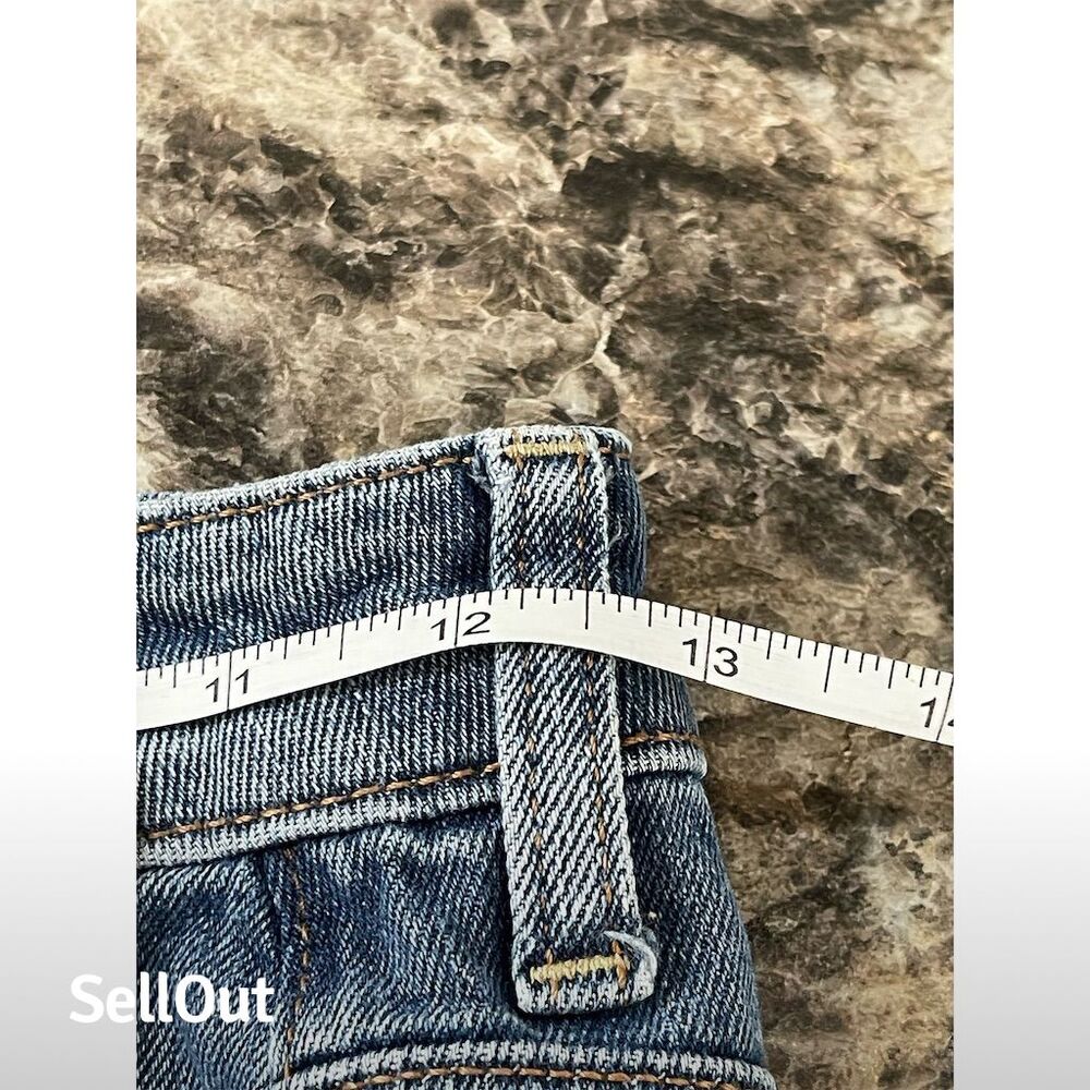 American Eagle Women's Size 00 Blue Denim Mini Skirt Distressed (sku389) - Picture 10 of 12